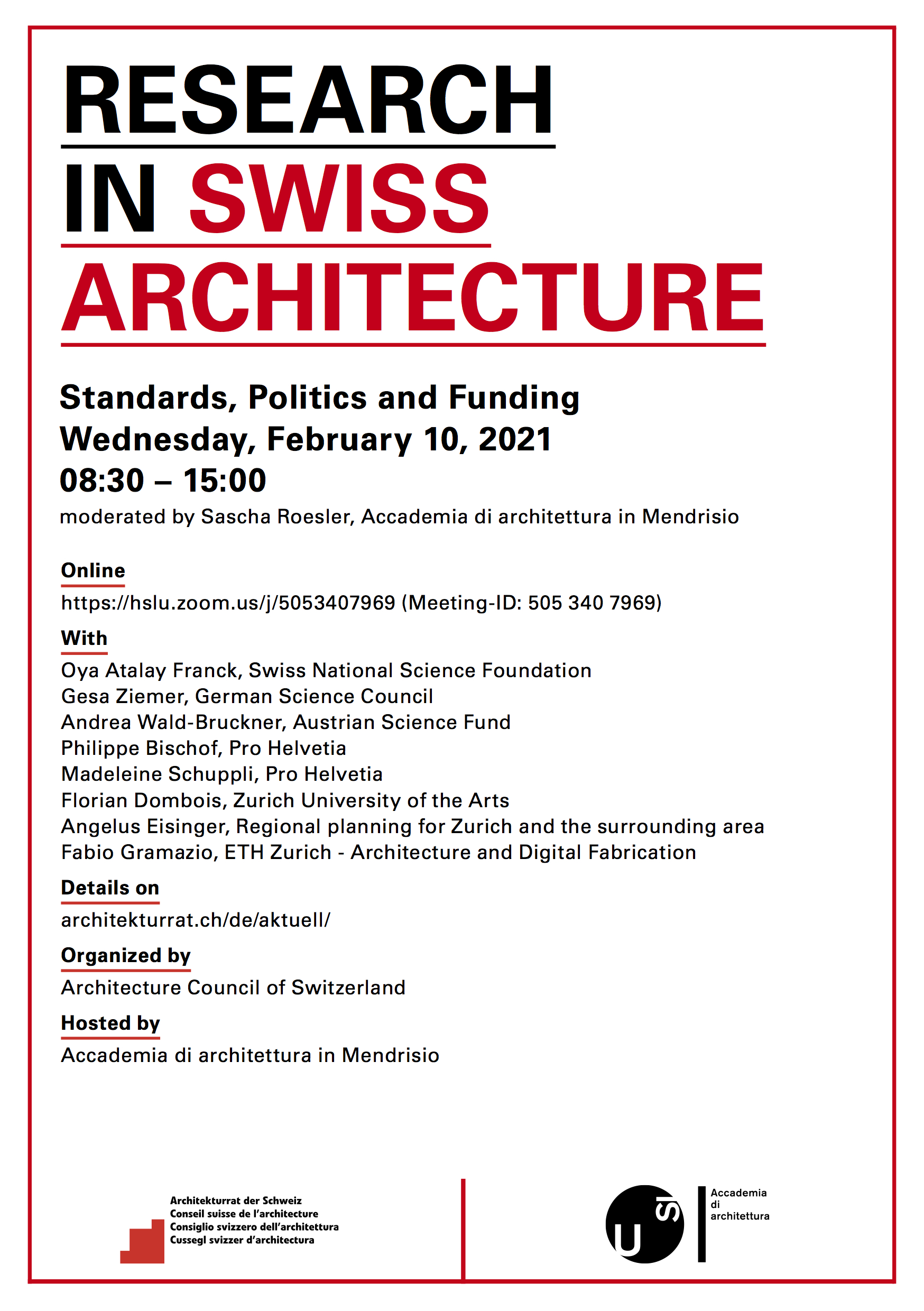 Symposium on research in Swiss architecture, moderated by Sascha Roesler